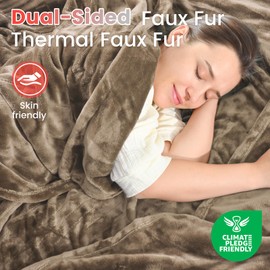 Sunable Heated Electric Blanket - Machine Washable Blanket with Time Settings 10 Heat Settings Twin Size 62×84 inches Taupe - Velvet