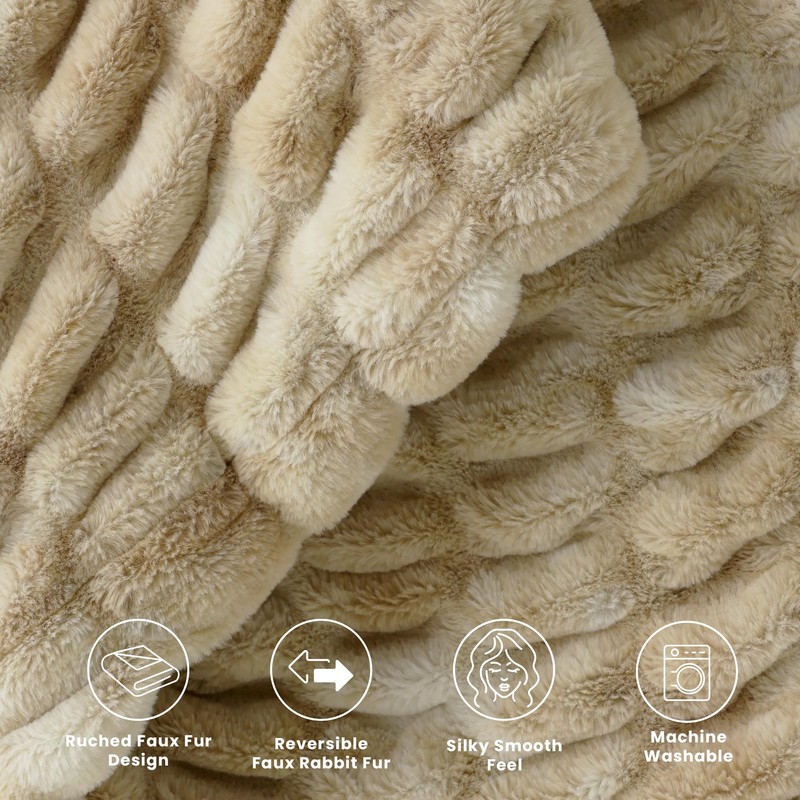 blunique Luxury Faux Rabbit Fur Throw Blanket 50x60, Ultra Soft