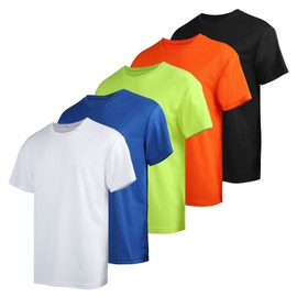 5 Pack Men’s Quick Dry T-Shirts Sport Short Sleeve Tennis Active Athletic Performance Running Summer Tops M