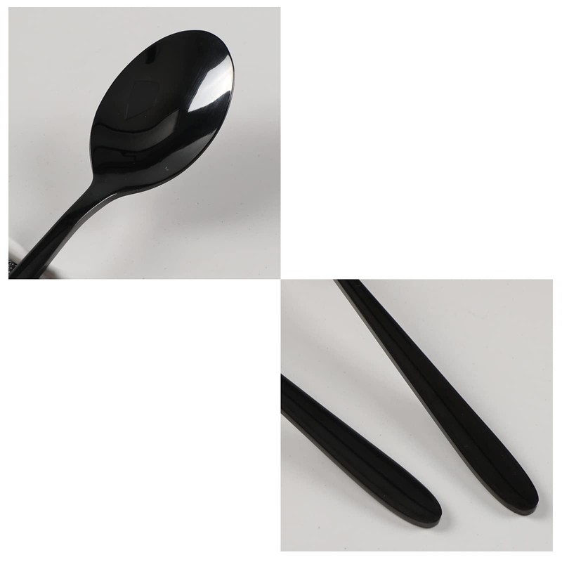 Vababa 16-Piece Black Stainless Steel Teaspoon