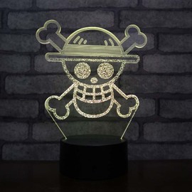 LED Lamp Flag Pirates Straw Hat One Piece Color Changing USB Night Light and Decoration