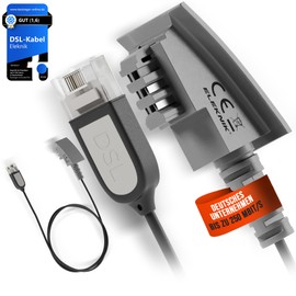 Eleknik DSL Cable, 1 m, Black, High-Speed VDSL 250 Mbps, TAE-F to RJ45, Robust Internet Cable, with Galvanised Signature, for Router to Telephone Socket, Speedport & Fritzbox