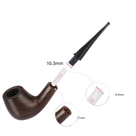 2 Pcs Pfeifen Mundstück aus Schwarzem Acryl für Tabakpfeifen – Pfeifenmundstück-Ersatz mit 75 mm Länge, passend für 10.3 mm Zapfen | Hochwertiges Mundstück für Pfeifen als Pfeifenzubehör