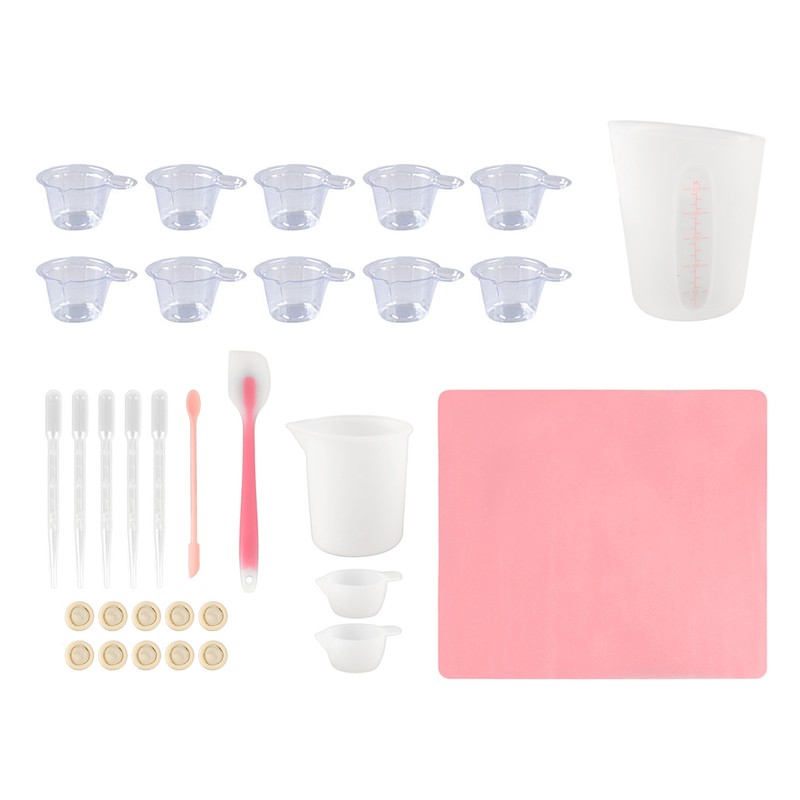 Silicone Measuring Cup Tool Kit Spatula Finger Gloves Pipettes Epoxy