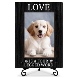 Pet Picture Frame, Love is a Four-legged Word Picture Frames, Pet Memorial Gifts for Pet Owner, Wooden Picture Frame With Stand, Photo Frame 4 x 6 for Desktop Display Home Office Bedroom Decor -14