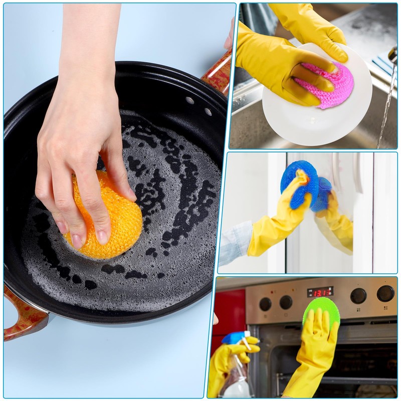 30 Pcs Plastic Dish Scrubbers Round Nylon Dish Scrubber Scouring