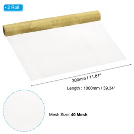 PATIKIL Brass Woven Wire Mesh Screen Roll 39x12, 2 Roll 40 Mesh Filter Metal Coarse Dense Gauze Mesh for Window Security Vent Cover Filtration Animals Fence, Yellow