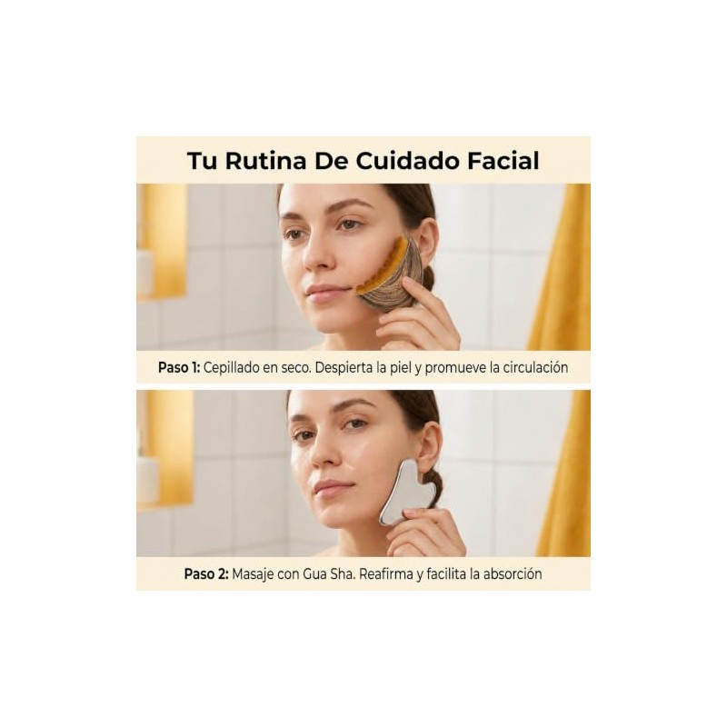 Inoxidable Kit Cepillo Facial Contorno Linfático Reducir Hinchazó