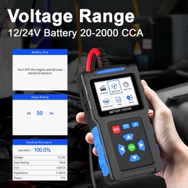 Car Battery Load Tester 12V/24V 2024, TOPDIAG BT300 20-2000 CCA Automotive Battery Analyzer for Cranking, Charging, and Alternator Testing on Cars