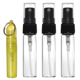 Riverrun Set of 3 Glass Perfume Atomizers Black Fine Mist Sprayer Bonus Key Chain Bottle 4ml .14 oz