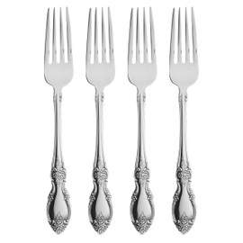 Oneida Louisiana 4-Piece Fine Dinner Forks Stainless Steel Silverware Set, 18/8 Stainless Steel Fork Set, Service For 4, Dishwasher Safe, Mirror Finish, Utensils, Flatware,Tableware (Silver, 4 Piece)