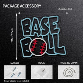 Runalosa Baseball Neon Sign Dimmable Baseball Neon Light Sign for Wall Decor Led Signs for Game Room Party Man Cave Gym Sports Party College Club Dorm Decor Gift for Boys Teen 14.1" x 12.8"