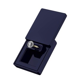 MONOLIX Slim Ring Box, Thin Unique Sliding Lid, for Surprise Engagement Proposal (Navy-MAXI)