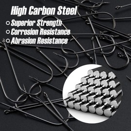 Dr.Fish - Paquete de 100 anzuelos Aberdeen para anzuelo en vivo, ganchos de pesca de alambre ligero, acero de alto carbono, aparejos de pesca de agua dulce para trucha, lubina, bagre