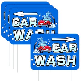 Blulu 3 Pcs Car Wash Arrow Yard Signs 15.7 x 12 Inches Car Wash Sign Double Sided Yard Decoration with Stakes for Outdoor Business Advertising and Events Publicity (Blue)