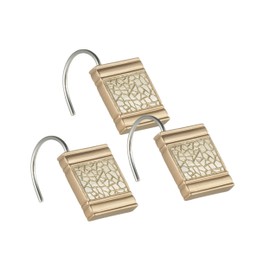 Zahari Home Sinatra Shower Curtain Hooks Pack of 12 Modern Decorative Bathroom Decor, Champagne