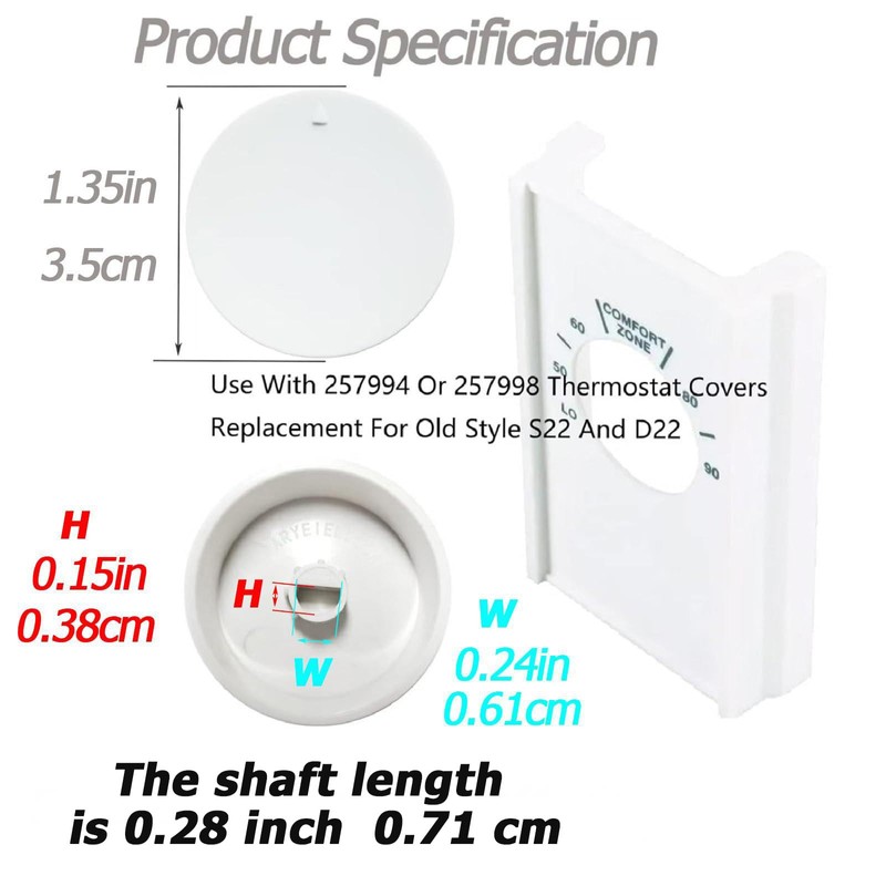 ARYEIELLSOW Thermostat Knob Fit with White Single or Double Pole