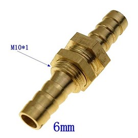 BE-TOOL Brass BSP Connectors 5Pcs 6MM Barbed Connector Straight Bulkhead Hose Pipe Fitting for Water, Gas, Fuel