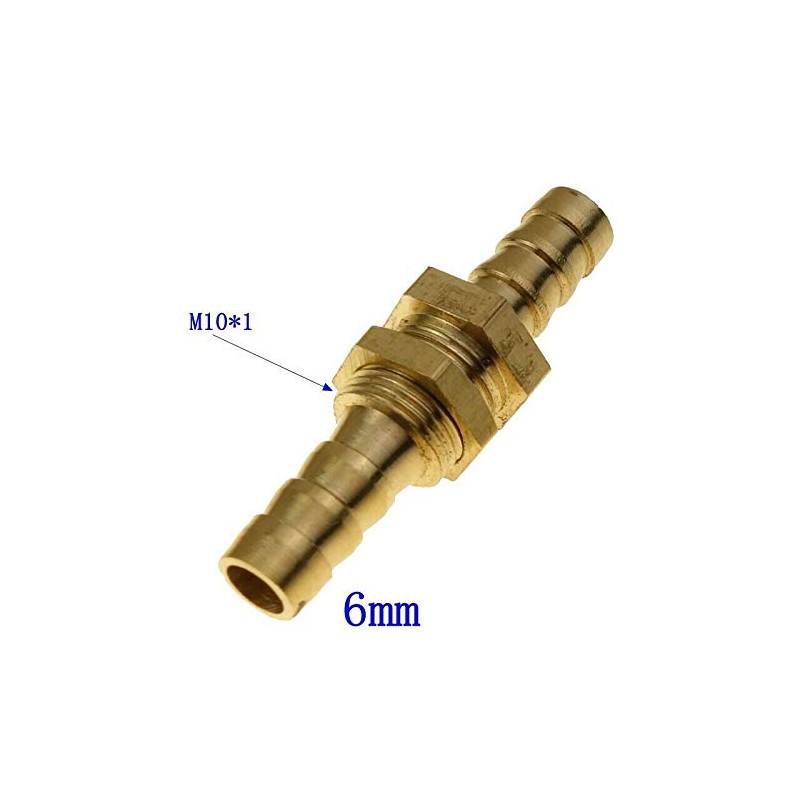 BE-TOOL Brass BSP Connectors 5Pcs 6MM Barbed Connector Straight Bulkhead
