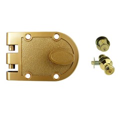 NU-SET Lock | Jimmy Proof Style Inter Locking Single Cylinder Deadbolt Lock and Economic Contractor Lockset (Bronze & Brass) (2728-1)