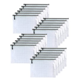 Oaimyy-24PCS-8 x 10" inches-Mesh Zipper Pouch, Plastic Zip File Folders Puzzle Bags for Organizing,for Office Supplies,Travel,Home Storage-Black