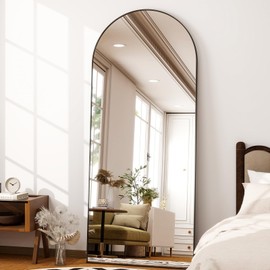Easly 71"x30" Extra Large Arched Full Length Mirror - Leaning Mirror Arch Wall-Mounted Mirrors - Aluminum Alloy Frame Modern Simple Home Decor - for Living Room Bedroom Cloakroom, Black