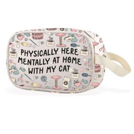 Funny Cat Lover Clear Makeup Bag Cat Mom Dad Present Emotional Support Cat Gift Pet Owner Gift (My Cat Cbag EU)