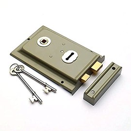 Merriway BH03792 150 x 100mm (6 inch x 4 inch) Rim Sashlock and Two Keys - Grey