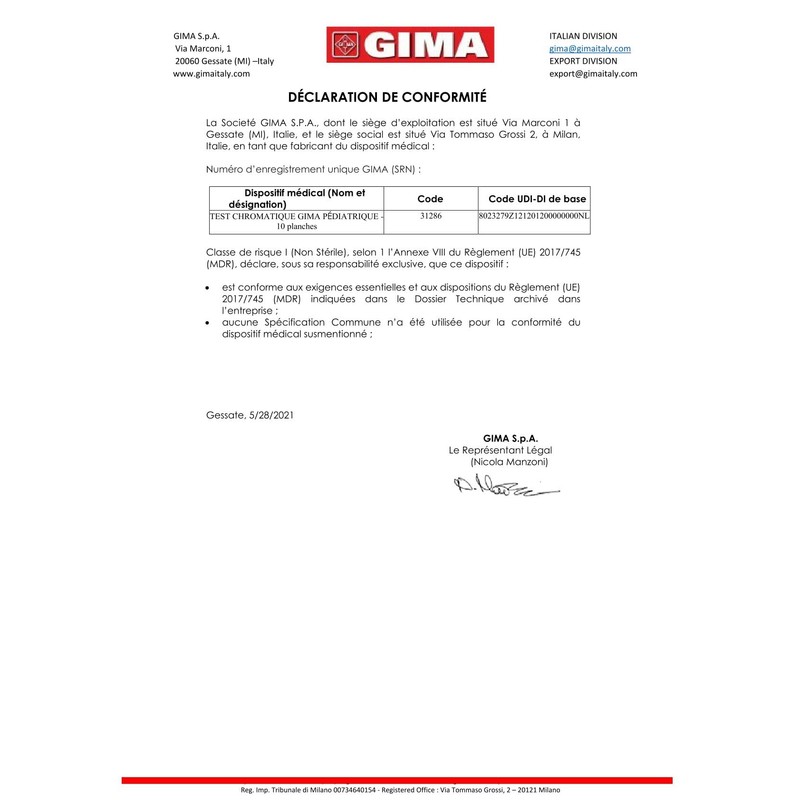 GIMA 31286 Pediatric Daltonism Test, 10 Tables.