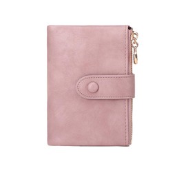 Women's Wallet, PU Small Purse Bifold Compact Purse Credit Card Holder with Card Slots and Zip Coin Pocket