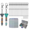 Akeve 20 Pcs Beadable Keychain Bar Beaded Metal Keychain Bulk