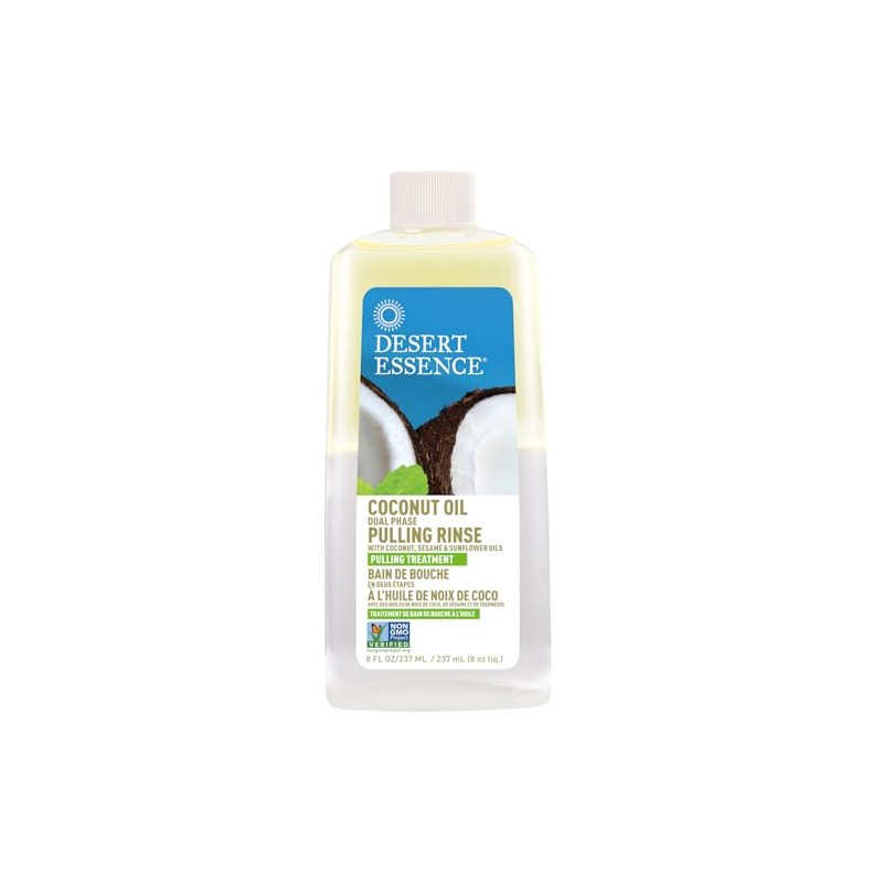 Desert Essence Mouth Rinse Dual Phase Pulling Coconut Oil, 8