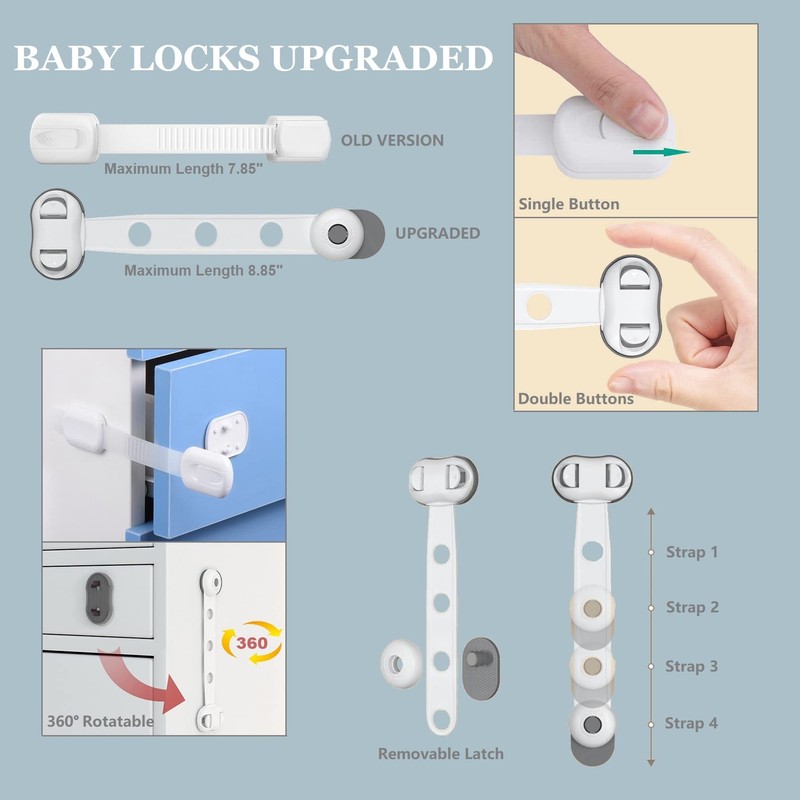 Child Safety Cabinet Strap Locks - OKEFAN 12 Pack Baby