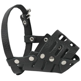 Real Leather Dog Cage Basket Muzzle Black Small Breeds (Circumf.5.5"; Snout 2")