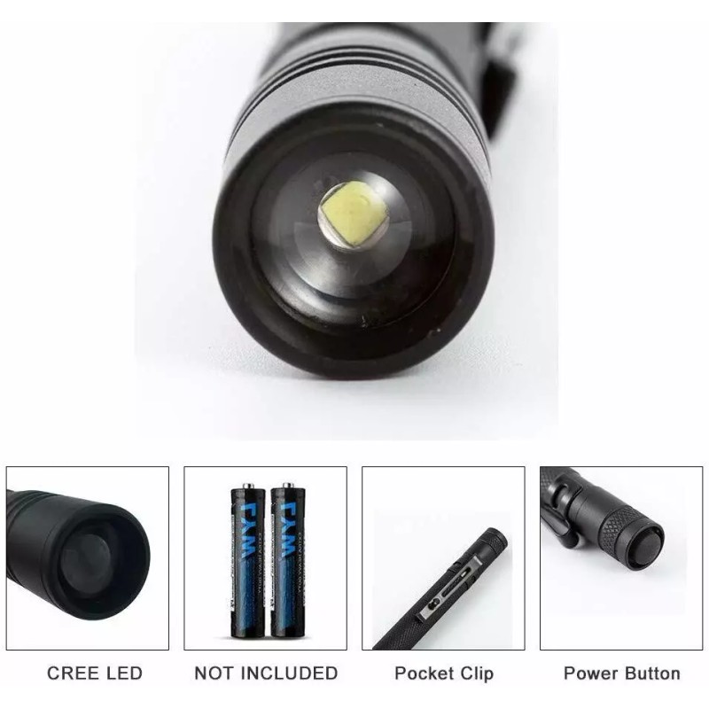Cosmoing Zoomable 395nm UV Light Penlight Scalable Clip Blacklight Flashlight