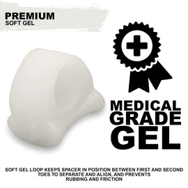 Mars Wellness Gel Toe Separator and Toe Spacers - Bunion, Hammer Toe, Overlapping Toes, Toe Spreader and Toe Corrector for Men and Women - 4 Pack - White Large