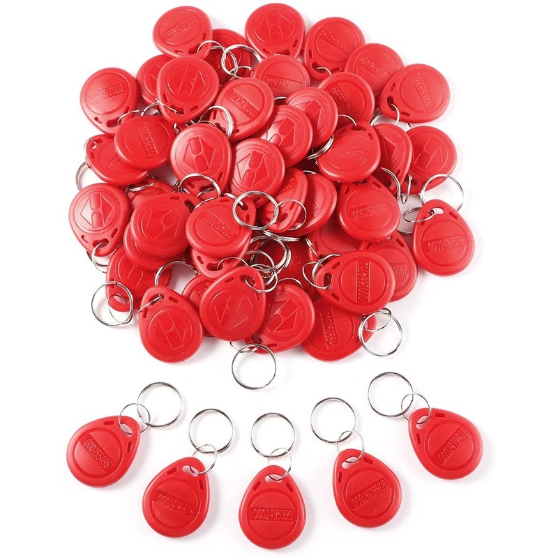 100 X Red RFID Tags Key fobs - 125Khz READ