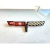 AUTO 2PC Black FRONT NOSE Rear Gas Lid Crossed Flag