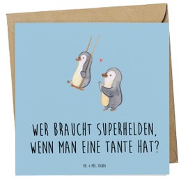 Mr. & Mrs. Panda Deluxe Karte Lieblings-Tante - Geschenk, Familie, Liebe, Dankbarkeit, Superhelden, herzerwärmende Sprüche, Hochwertige Klappkarte,