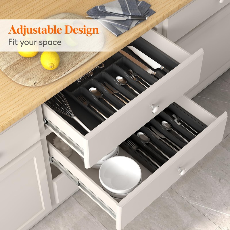 Lifewit Silverware Drawer Organizer and Utensil Organizer Set, Expandable Cooking