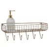 Abbott Collection Wall Basket Shelf with 6 Hooks - Metal,