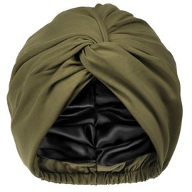 YANIBEST Satin Lined Hair Bonnet for Sleeping, Silk Turban, Hair Wrap Chemo Headwear for Women Natural Curly Hair, Green