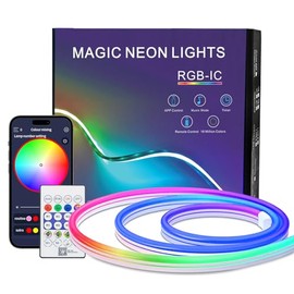 PSTAR Neon LED Strip 1m, IP67 Wasserdicht RGB LED Band Neon Seil Lampe mit App und Fernbedienung Steuerung, DIY-Formen, Musik Sync fr Wohnzimmer, Schlafzimmer, Wand Deko, Gaming Deko