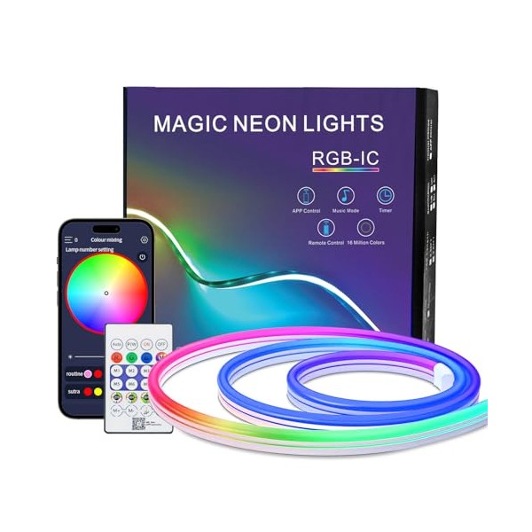 PSTAR Neon LED Strip 1m, IP67 Wasserdicht RGB LED Band