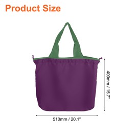 sourcing map Reusable Grocery Bags, 1Pcs 20" x 16" Washable Shopping Totes Fit in Pocket, Foldable Drawstring Lightweight Grocery Bag for Shopping, Camping and Traveling (Purple)