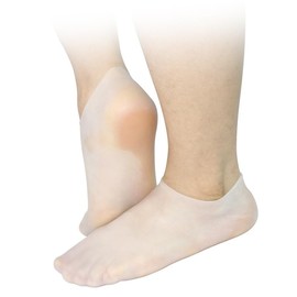Silicone Moisturizing Socks, Heel Protector, Anti Crack Foot Spa Socks, Pedicure Socks (White Solid Large)