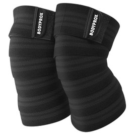 Bodyprox Knee Wrap 2 Pack for Squats, Weightlifting, Powerlifting, Leg Press, and Cross Training, Knee Support for Men and Women