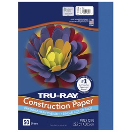 Tru-Ray® Papel de construcción pesado, azul, 9 x 12 pulgadas, 50 hojas