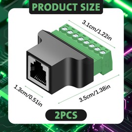RJ45 Screw Terminal Adapter, CCTV/DVR Ethernet Connector, RJ45 Female Jack to 8 Pin Screw, Compatible with Cat7, Cat6, Cat5, Cat5e Networks