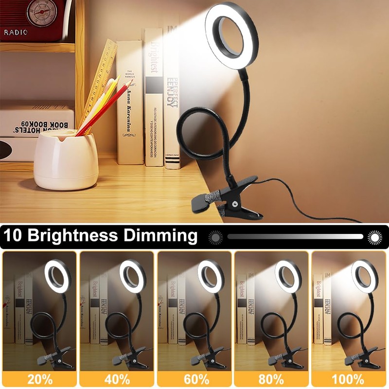 5X Magnifying Glass with Light, 3 Color Modes LED Desk